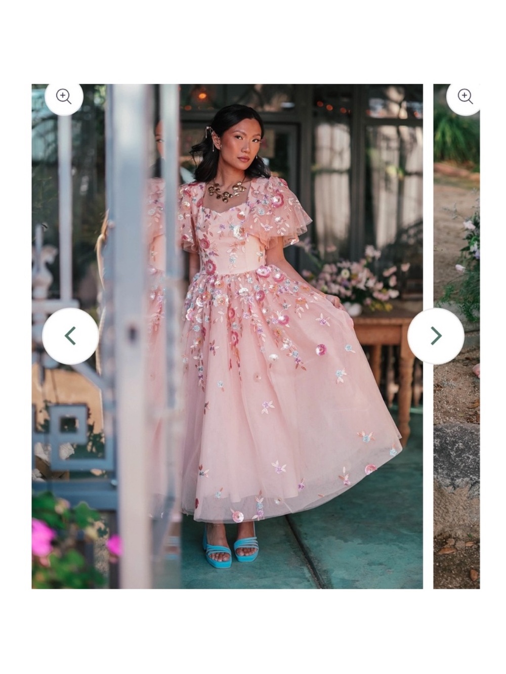 JessaKae Blush Pink Floral Appliqué Tulle Dress